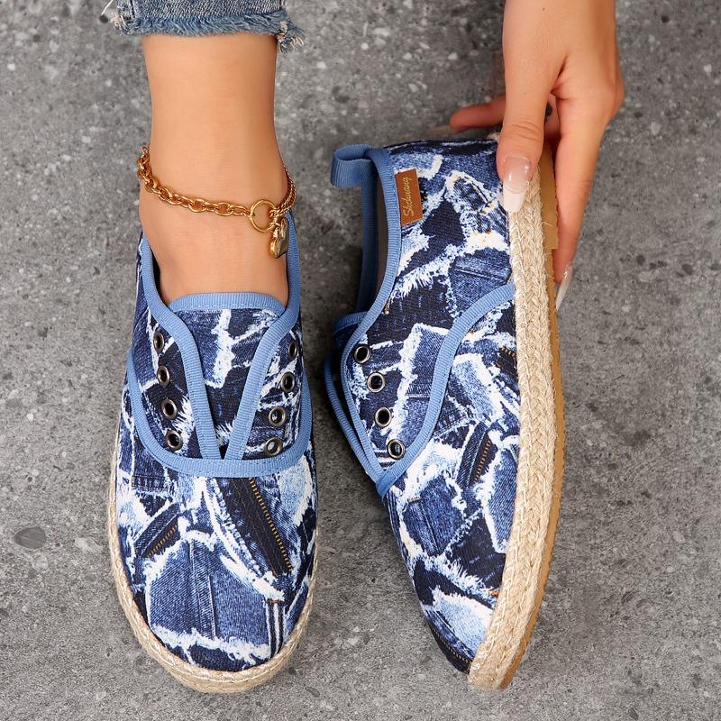 Ladies Shoes On Sale  Plus Size Slip On Women's Flats Outdoor Casual Flats Women Round Toe Print Soft Bottom Shoes Female