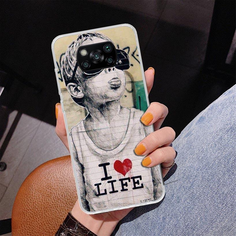 Street Art Banksy Graffiti Phnoe Case for Xiaomi Poco X5 X6 X7 Pro X4 Gt F7 Ultra M8 M7 Redmi 15C 15 13C 13 12C 12 Unique Cover