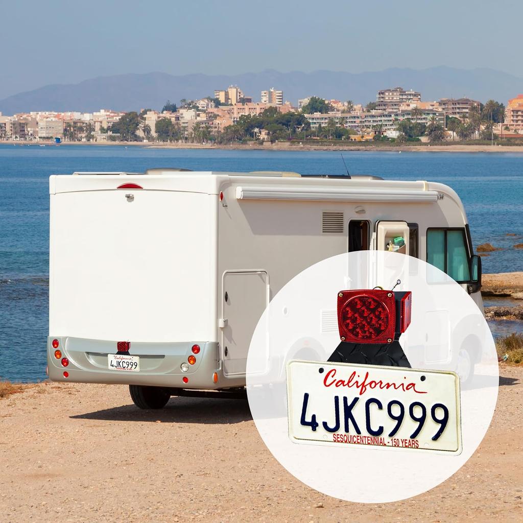 Universal Trailer License Plate Bracket Kit With Reflective Sticker – Durable Mounting Frame For RV, Boat, Trailer