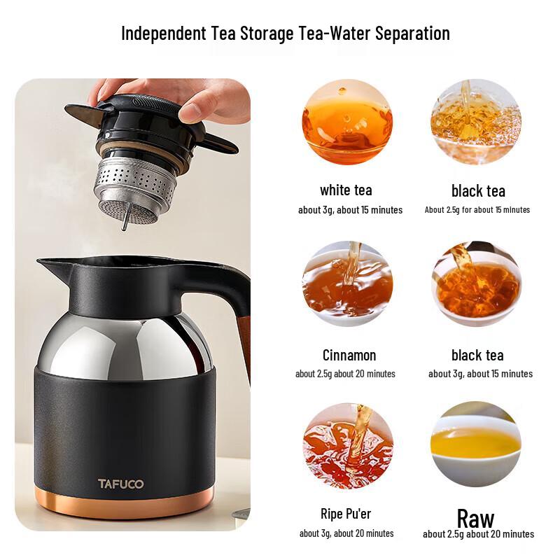 TAFUCO Ceramic Lined Tea Thermos Kettle