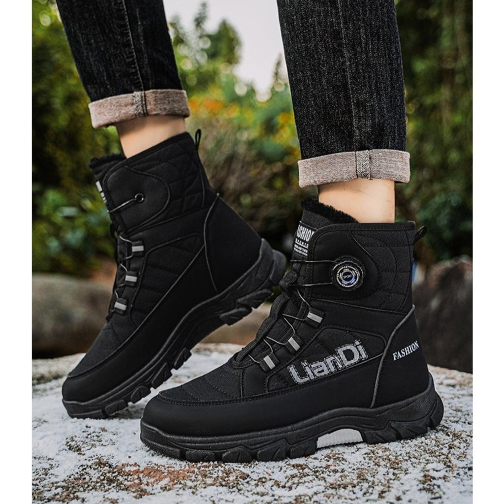 Thick Soled Shoes, Snow Boots, Plush, Thickened, Warm Shoes, Cotton Boots, Swivel Buckles, Breathable Men's Shoes