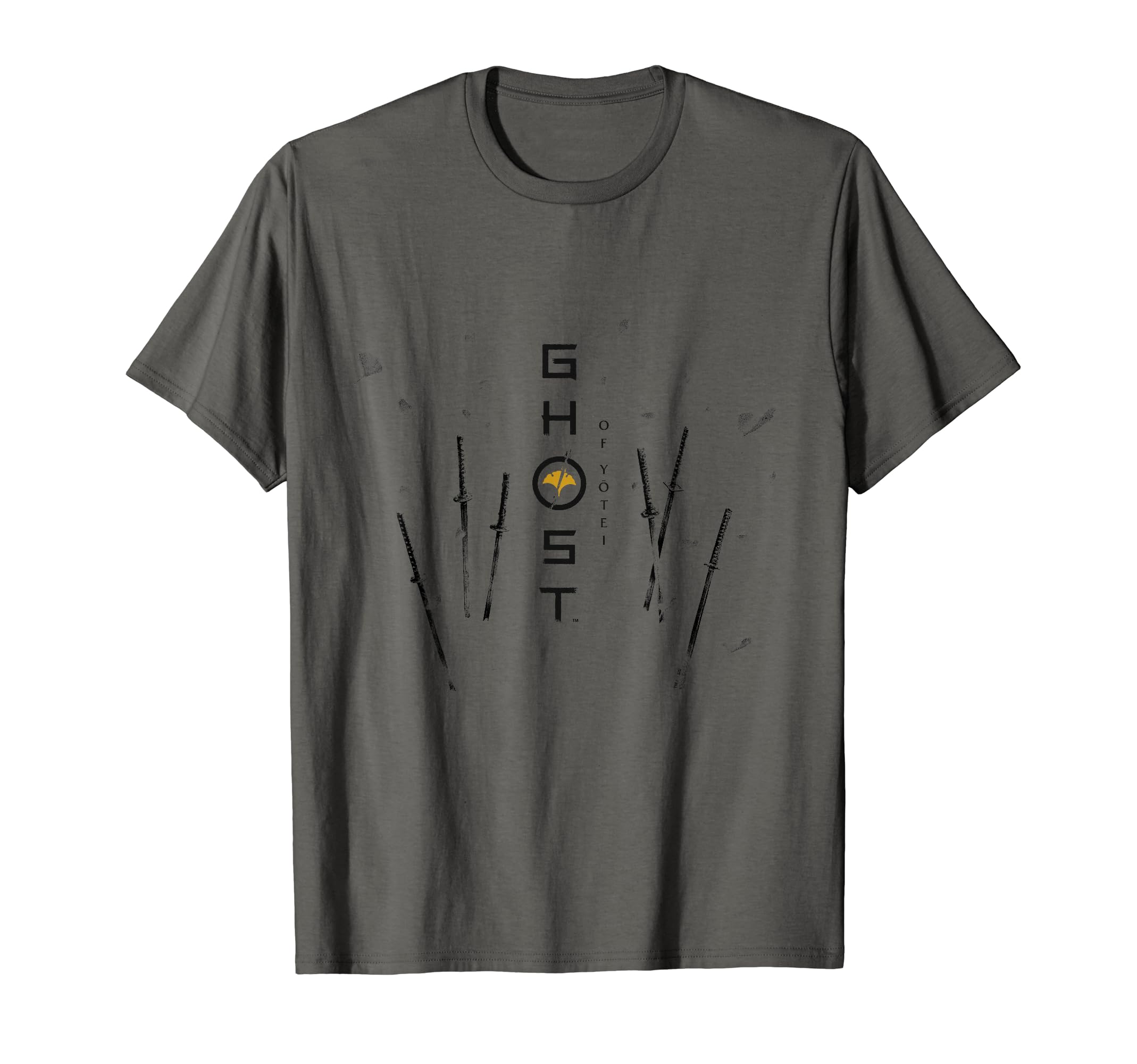 Ghost Of Yotei Swords And Falling Leaves Black & Yellow Art T-shirt