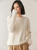 Women's European Style Cashmere Sweater - Round Neck, Thick, Loose Fit, Cable Knit with Diamond Pattern, Perfect for Autumn/Winter.