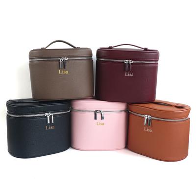 Kosmetikkoffer aus PU-Leder mit großem Fassungsvermögen und interner Aufbewahrungsbox, personalisierbare Namen und Buchstaben, tragbare Kosmetiktasche für Reisen