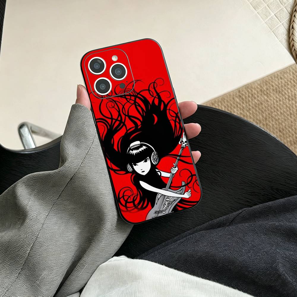 Emily the Strange Phone Case For iPhone 17, 16,15,14,13,12,11 Plus,Pro Max, Others Soft Black Cover