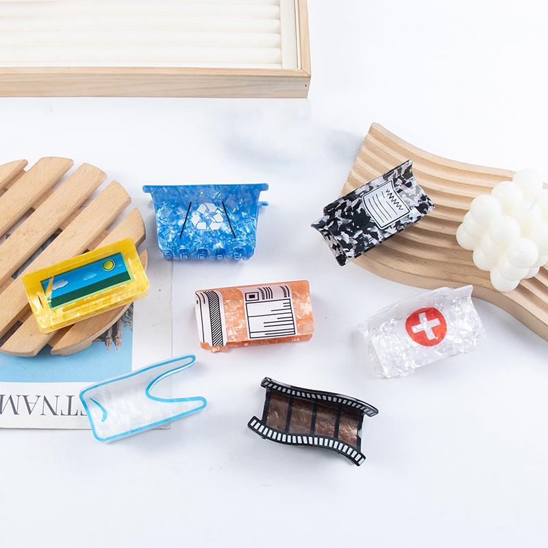 Pvc Hair Claw Print Imitation Acetic Acid Cartoon Hair Clips Cartoon Mouse Arrow Grip Clip