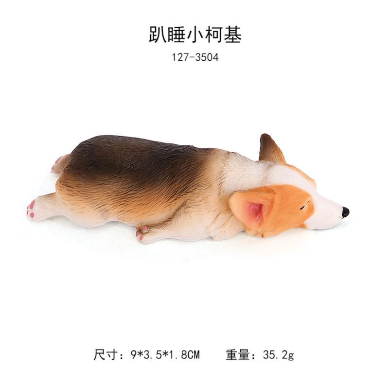 Cute Miniature Animal Model of Solid Welsh Corgi Dog with Short Legs, Lifelike Corgi Figurine for Home Decoration