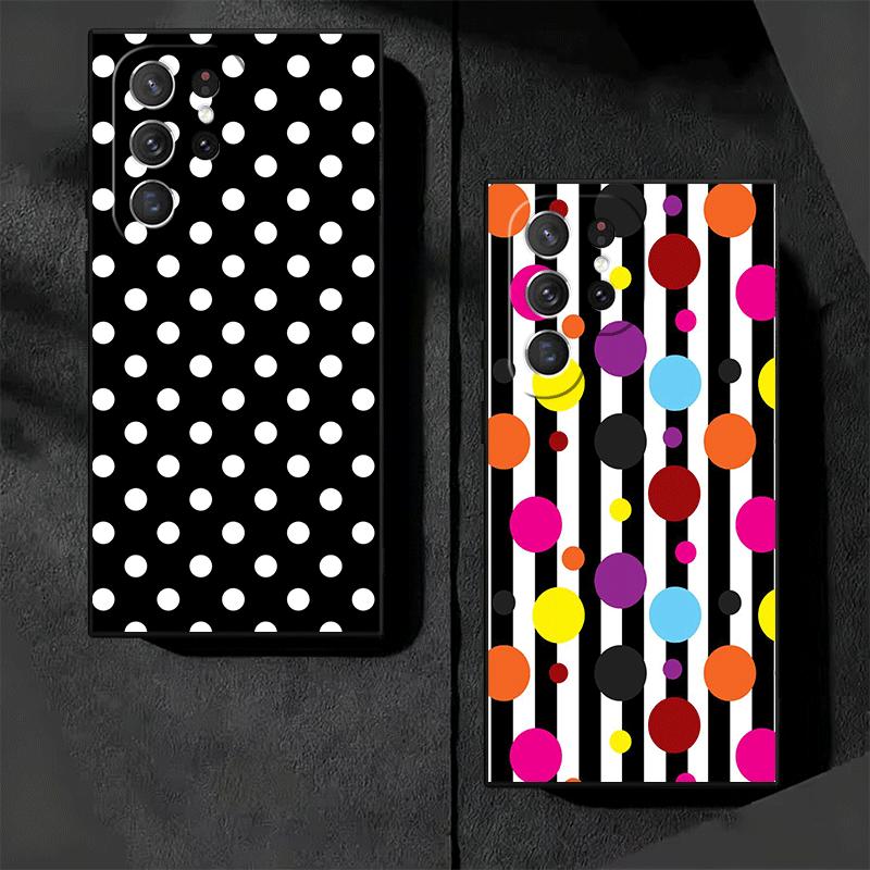 Polka Dots Art Fashion Desgin Soft Phone Case for Samsung Galaxy S26 S25 Edge S24 Ultra S23 Plus S22 S21 FE S20 Black Cover Back