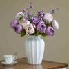 Faux Peony Bouquet 13 Heads Flowers Bud Vintage Artificial Peony 47cm Silk Flowers for Wedding Home Decoration,1pc