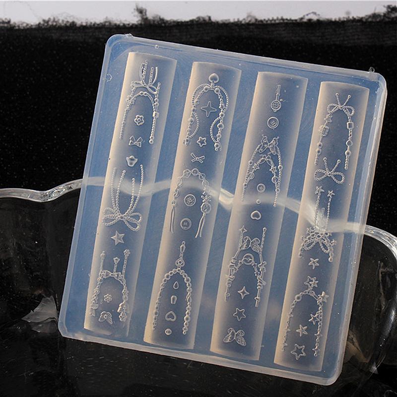 3D Bowknot Silicone Nail Mold Flower Petals Butterfly Heart Diy Design Manicure Template Carving Nail Art Stencil Tool