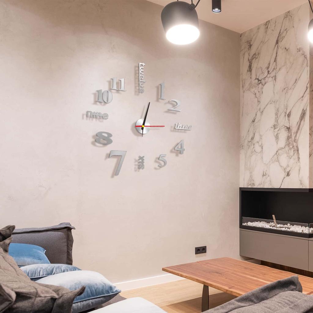 Frameless DIY Wall Clock Wall Clock For Room Decor Creative Fashion Digital 3D Acrylic Wall Clock Decor Sticker DIY Clock Kit