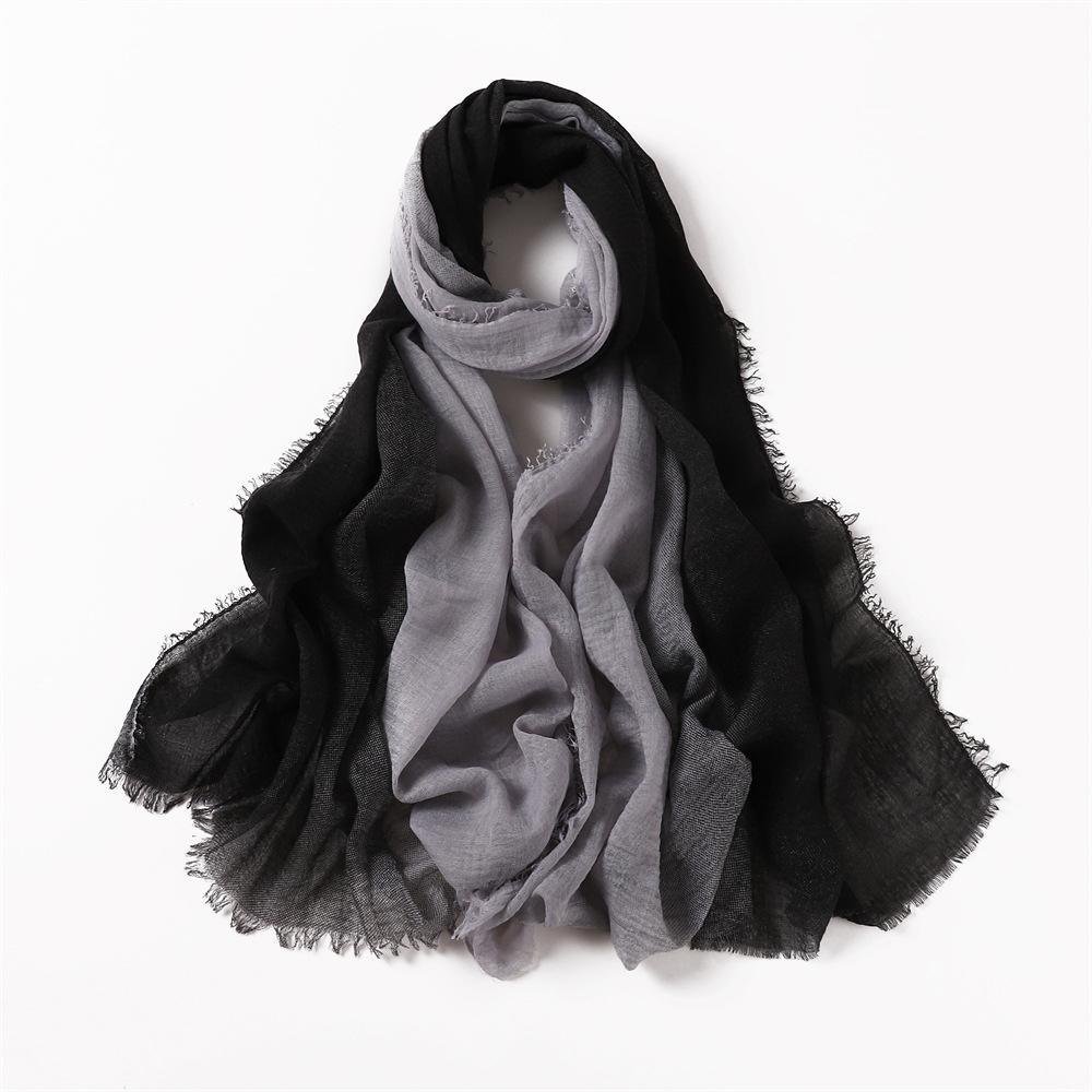 Women Gradient Cotton Linen Scarf Summer Girl Colors Patchwork Sunscreen Scarves Soft Shawl Foulard Viscose Wrap Shawls New