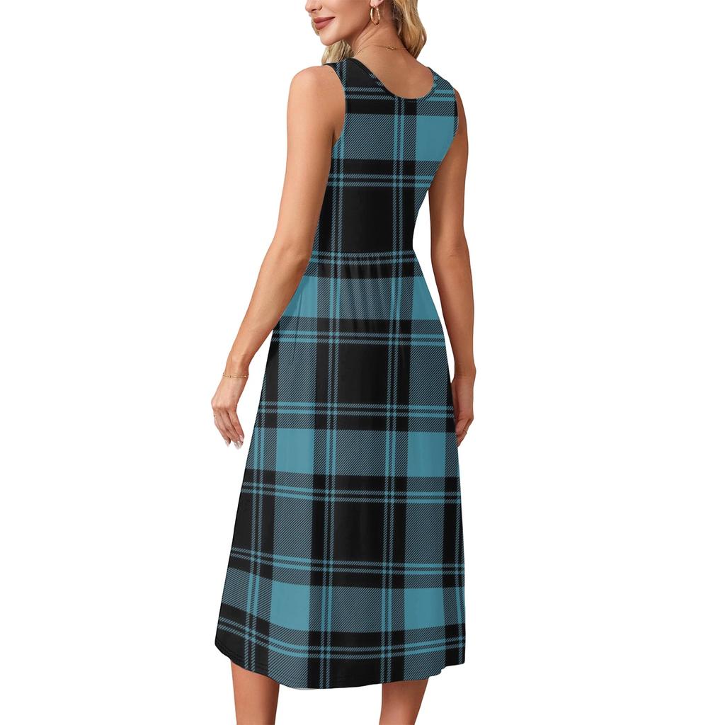 Women's Summer Dress Flowy Casual Midi Sundress with Pockets for Beach Vacation