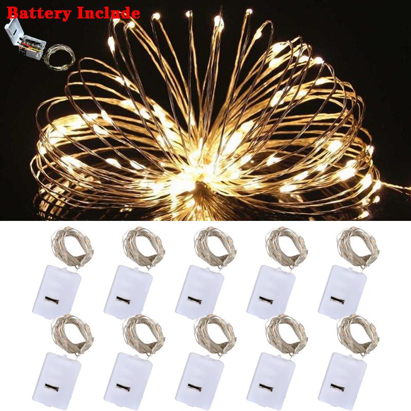 

Led Copper Wire Fairy Lights Waterproof LED String Lights Battery Operated DIY Wedding Party Christmas Room Decoration Garland 10Pcs-1M 10LEDs