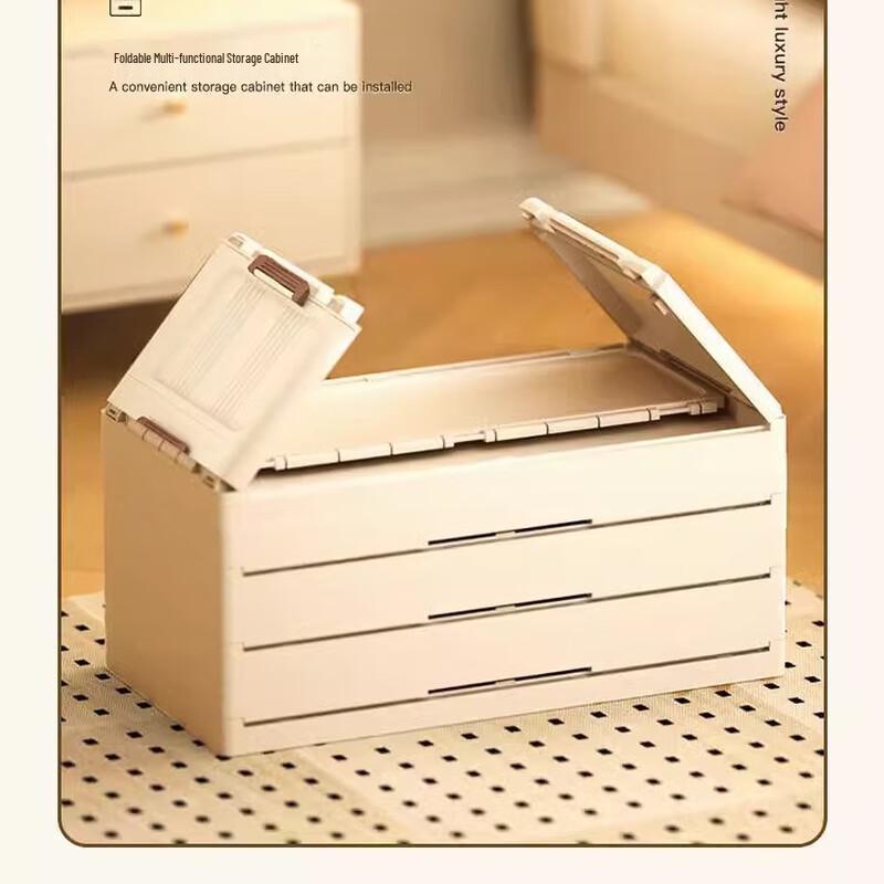 Miling 3-Layer Flip-Top Plastic Storage Cabinet with Wheels