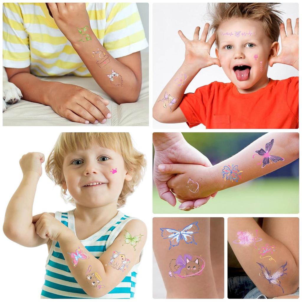 Waterproof Butterfly & Cat Tattoo Stickers: Funny Face Party Gifts