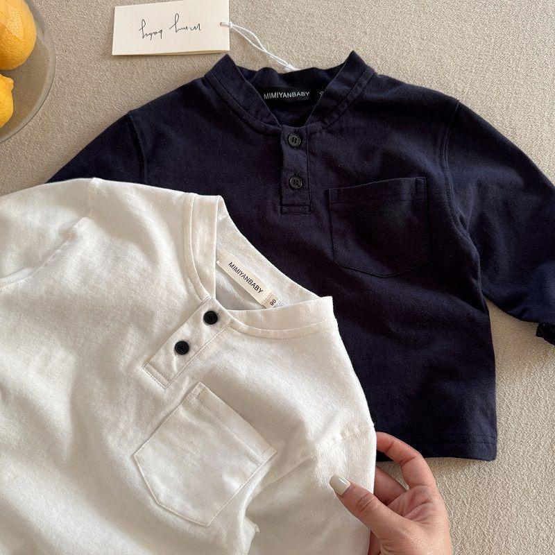 

Детская модная рубашка поло с длинным рукавом - Хлопок, Удобное нижнее белье для мальчиков и девочек весной и осенью. Size 90 темно-синий