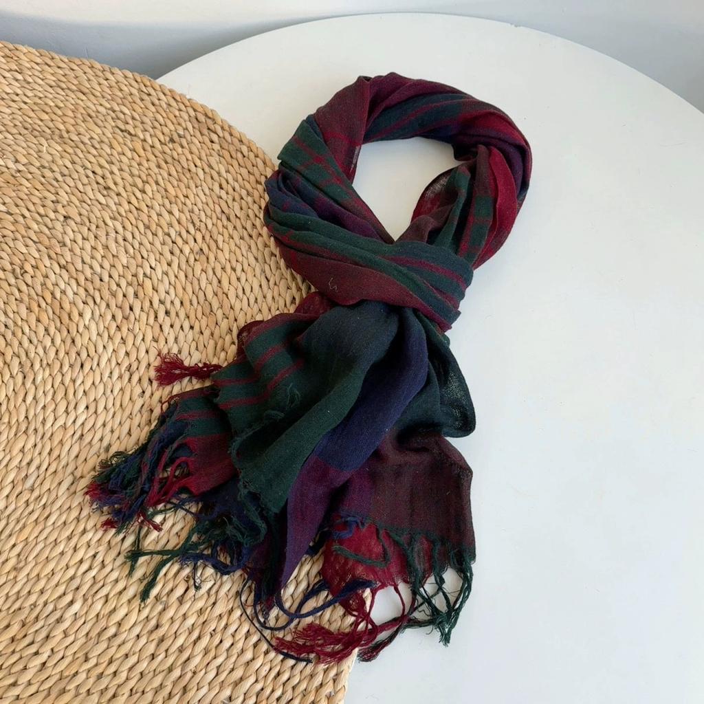 Vintage Women Cotton And Linen Scarf Long Soft Warm Autumn Winter Korean Style Personalized Soft Scarves 65*220Cm