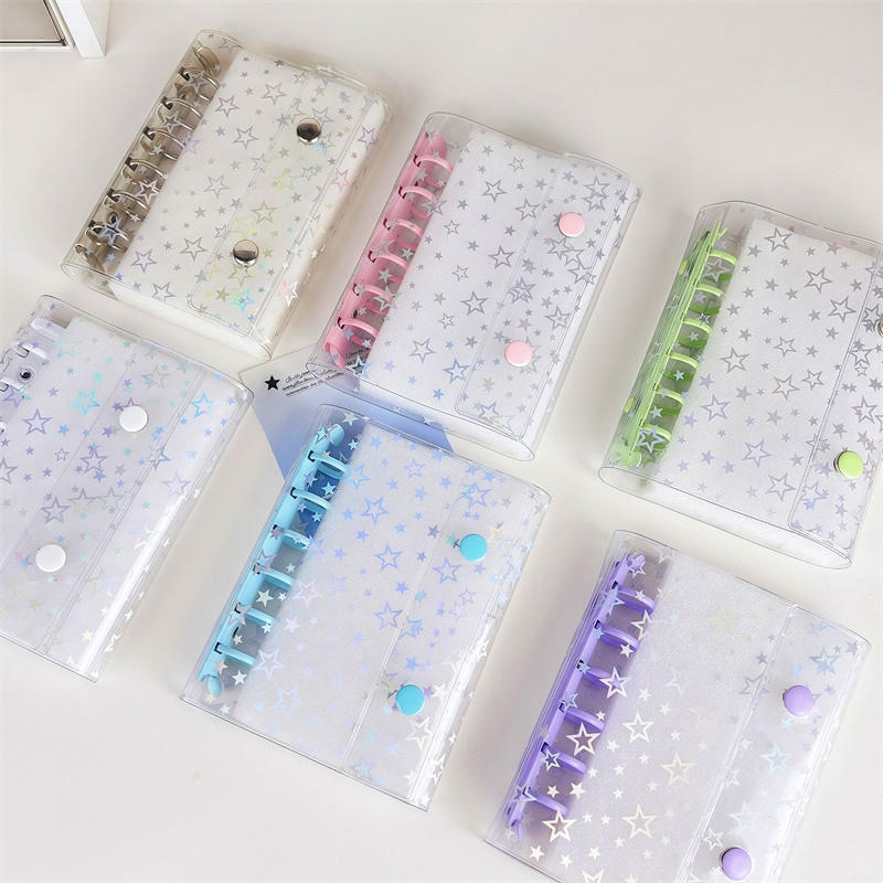 A7 Budget Binder Cover Clear Glitter PVC Binder Refillable Notebook for Photos Pictures Albums Organizer Planner Folder