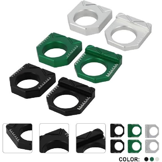 Dirt Bike Rear Axle Block CNC Motorcycle Chain Tensioner Adjuster for KX450F 16-18 KX250F 17-19 KX250 KX450 19-24 KX250X KX450X 22-24 Silver