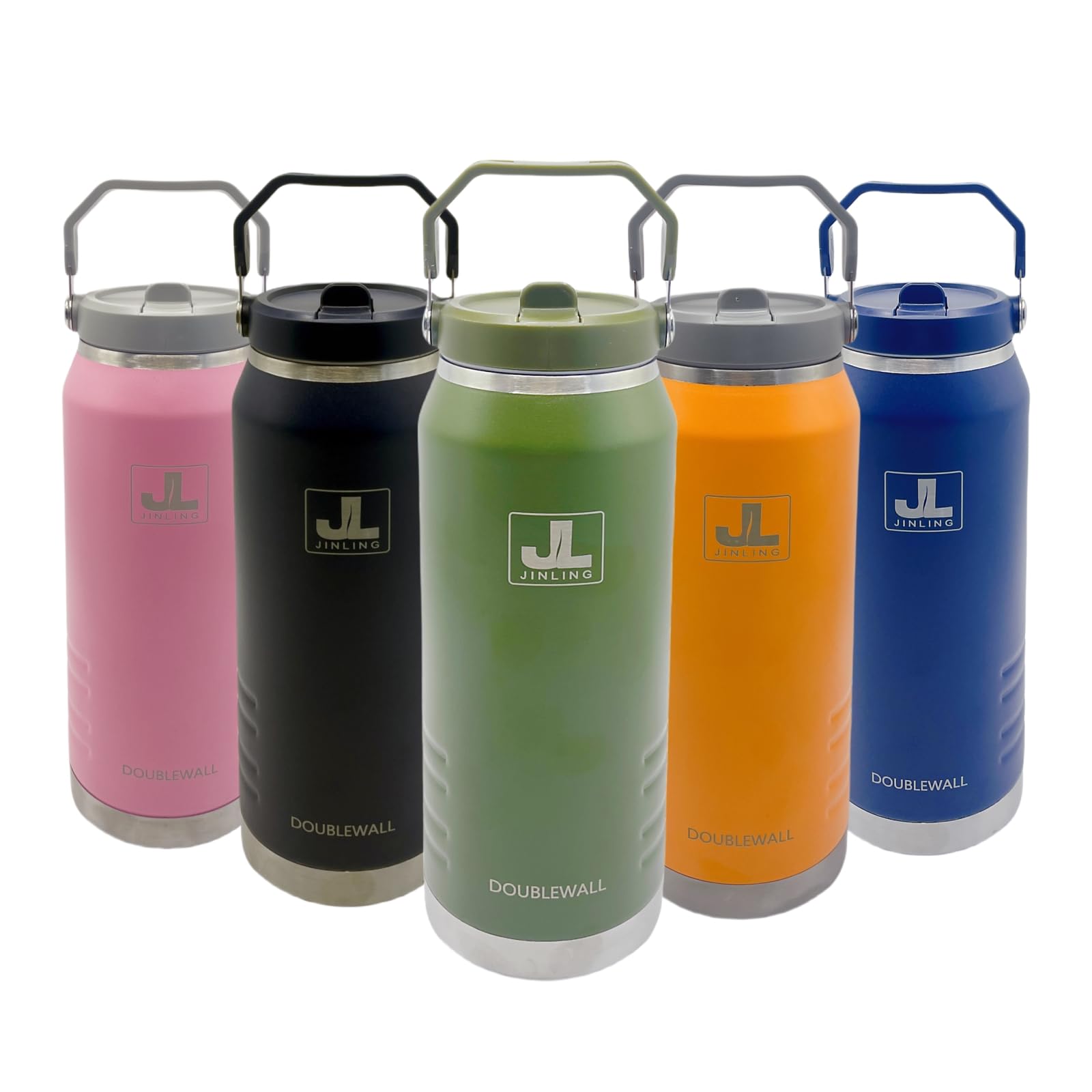 

JINLING Изолированная бутылка для воды Большой емкости Термобутылка Нержавеющая сталь Вакуумная изоляция Термос Легко носить Спорт На открытом воздухе Офис Подарок зелёный