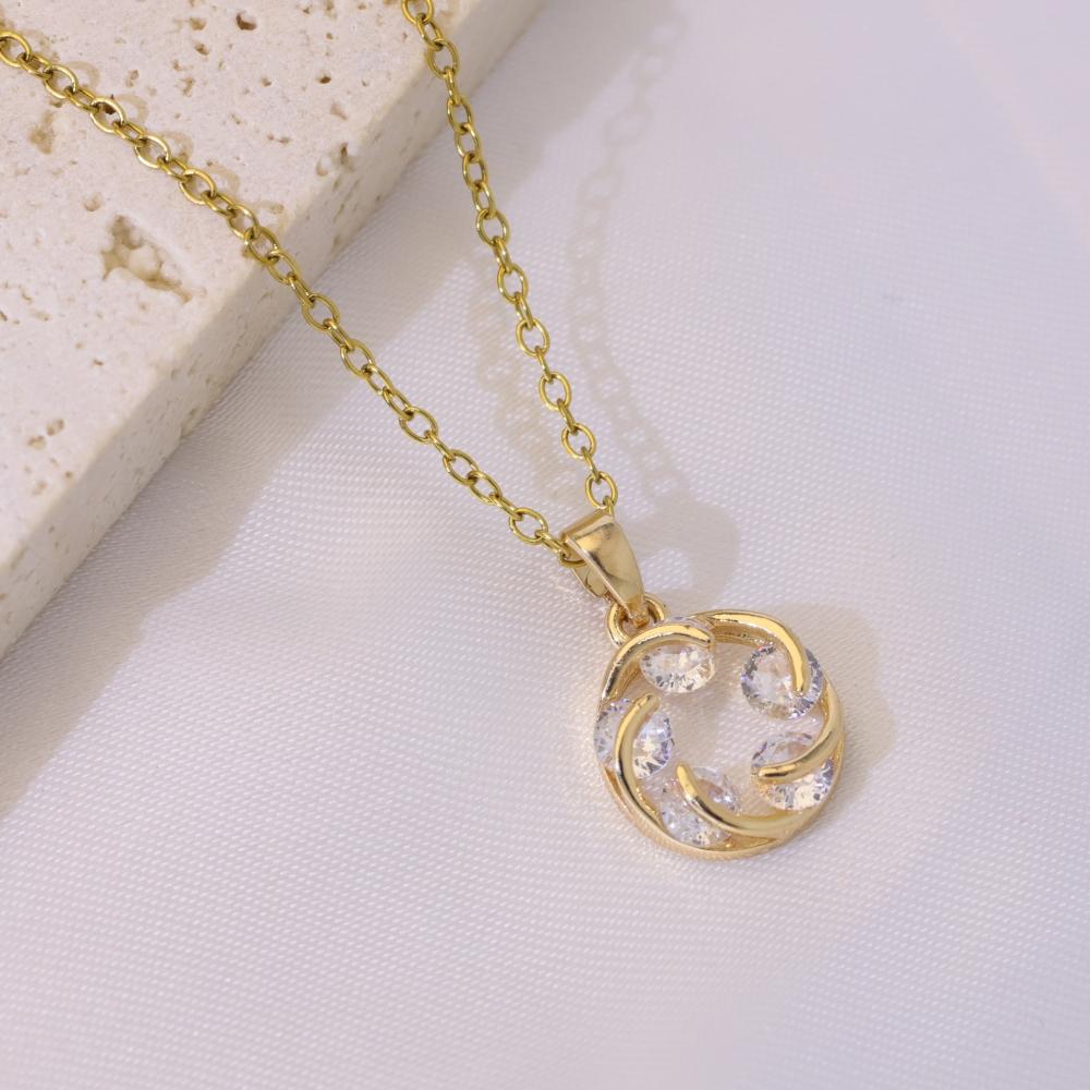 

Simple Hollow Round Pendant Necklaces for Women Zirconia Necklace Wedding Party Jewelry Accessories белый