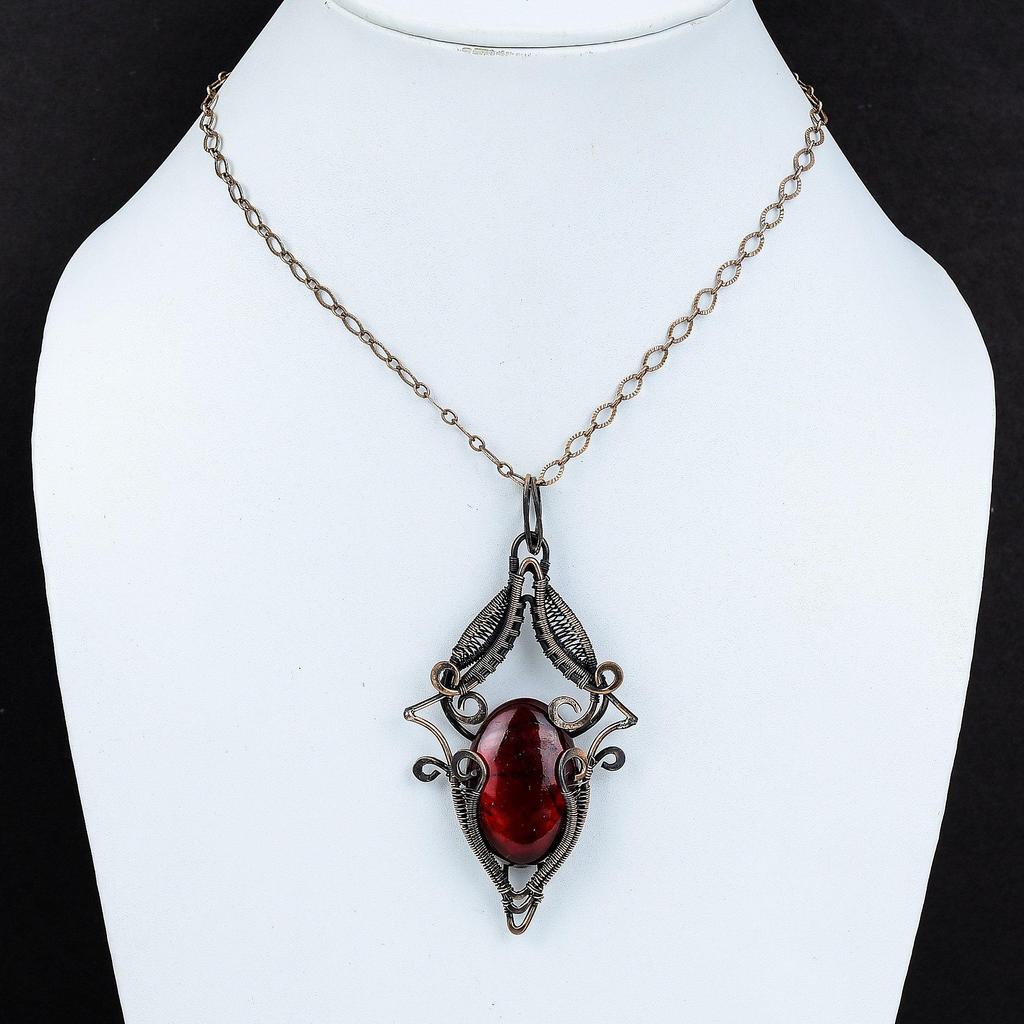 Red Fire Labradorite Pendant Copper Wire Wrapped Pendant Handmade Copper Jewelry Gemstone Pendant Beautiful Wire Wrap Jewelry Gift For Women