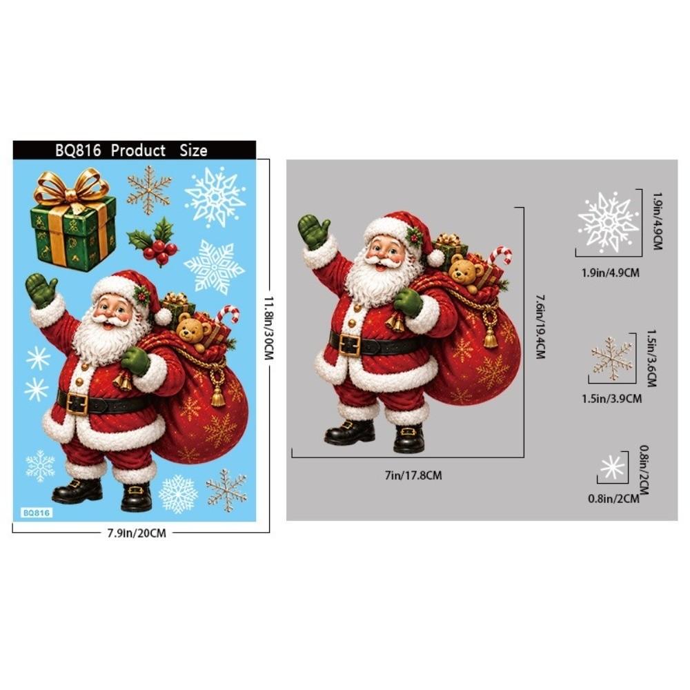 2Pcs/Set Static Cling Christmas Window Stickers Snowflakes Window Decals  Christmas Party Decor
