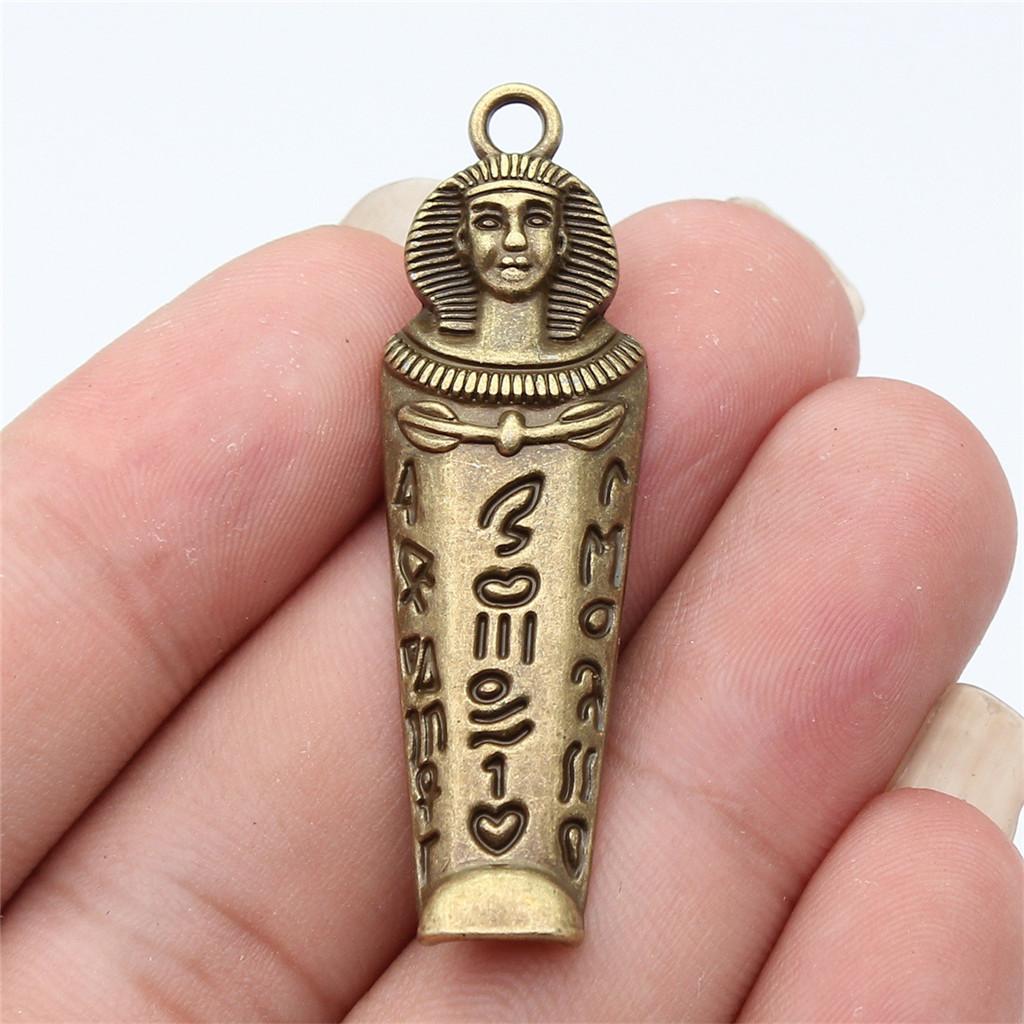 Шармы Египетский Фараон Главный Подвески Винтажные Ювелирные Изделия Материалы QC048 A26-3pcs-49x15mm