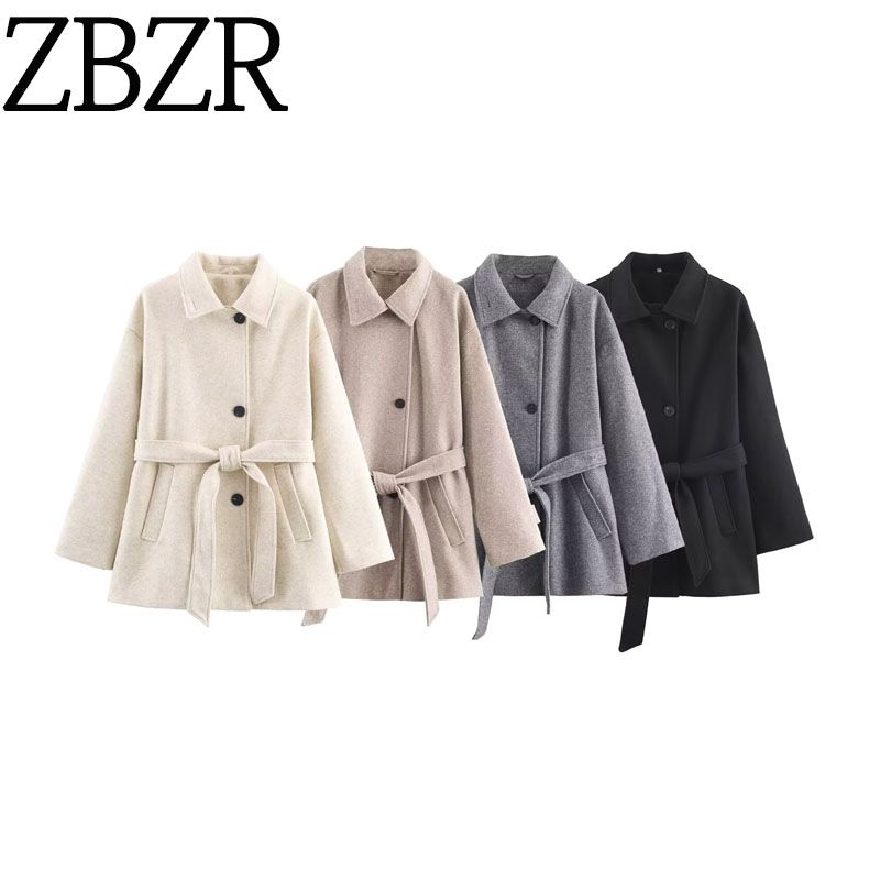 Za Export New Arrival Women's Clothing ZR Fashion Style Fashionable All-Match Double-Layer Neckline Soft Coat Outwear 8073281