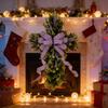 Crossed Shape Easter Wreath with Big Bowknot Plastic Artifical Wreath Hanging Decoration for Door Holiday Decoration