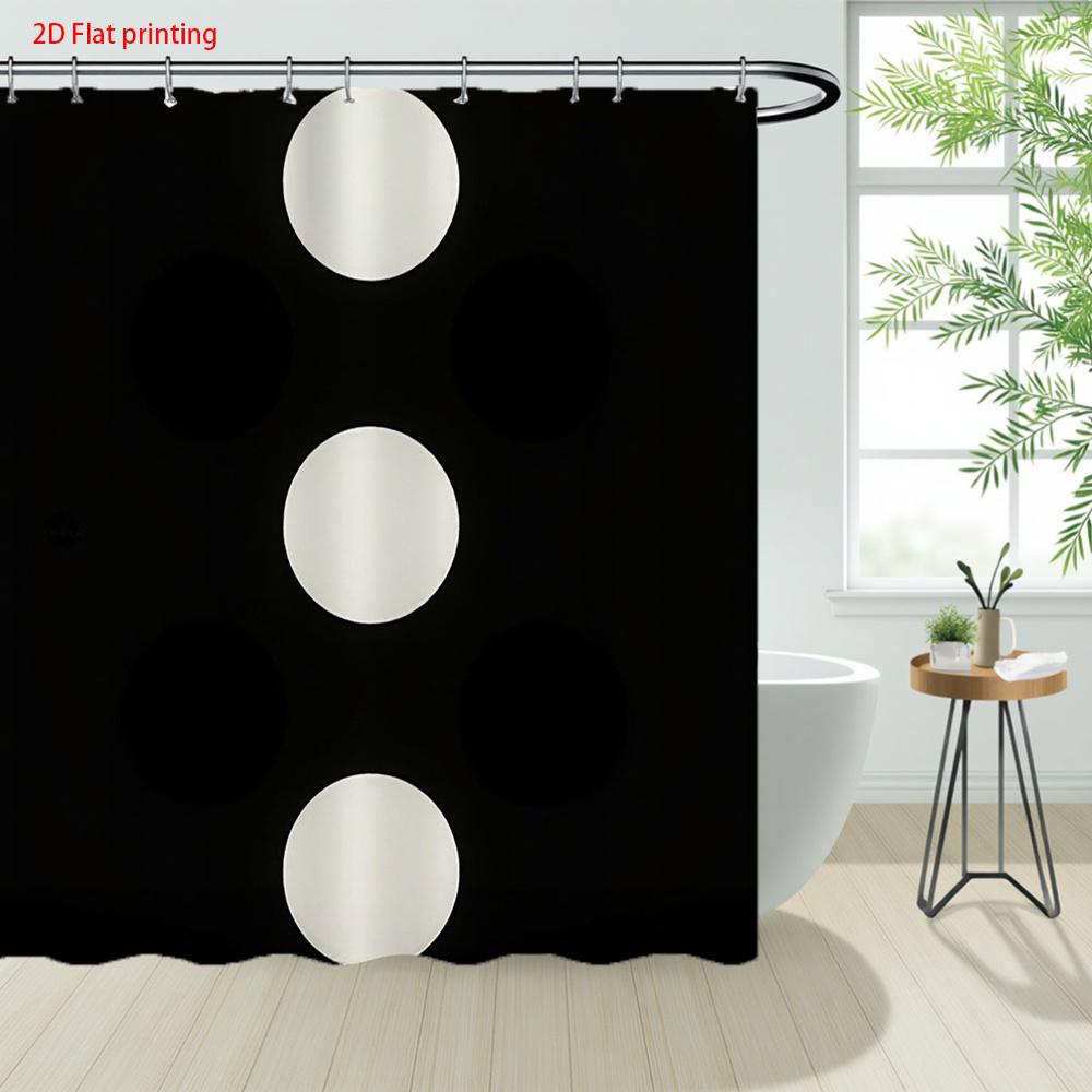 Modern Black And White Dot Shower Curtain Geometric Circle Design 2D Digital Print Polyester Bath Curtain With Hooks