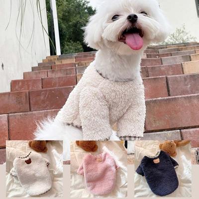 Pet Clothes Plush Bear Embroidery Dogs Shirt Pullover  Warm Design Puppy Coats Animal Supplies