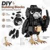 Cute Crow Raven Bird MOC Building Blocks Model, DIY Assemble Bricks Kit, Desktop Table Decor Ornament
