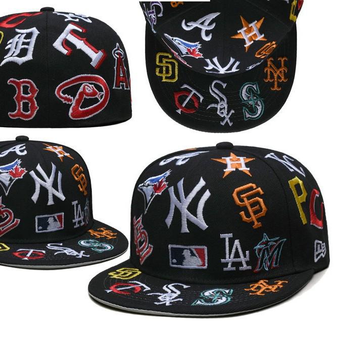 PouChangAnFo 3D Stickerei Team Liga Baseballkappe, Geschlossene Kappe Größe, Flacher Schirmkappe
