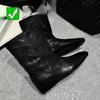 Vintage and Niche Square-toe Platform Short Boots with Inner Heightening Feature for Women's Shoes