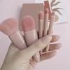 Portable 5-piece Makeup Brush Travel Set With Mirror Multifunctional Brush