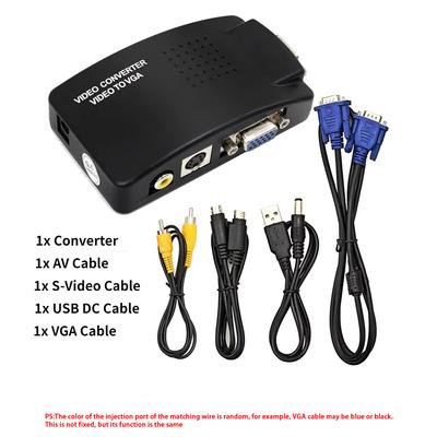 Adaptador AV a VGA Convertidor RCA VGA PC RCA Compuesto S-Video Entrada AV a PC VGA Salida LCD Caja de Conmutación