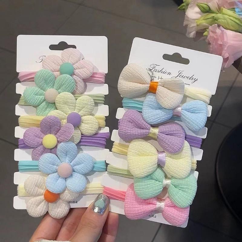 6Pcs Baby Headband Girl Flower Bow Headband Princess Elastic Rubber Band Coffee Colored Headband Children's Hair Accessories