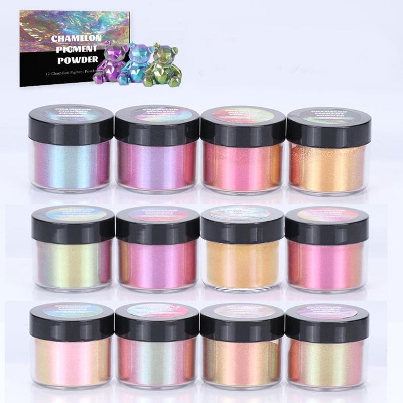 Chameleon-Powder Color Shift Slídový prášek pro epoxidovou pryskyřici Perleťový pigmentový prášek pro malování Výroba mýdla Sliz 12 barev