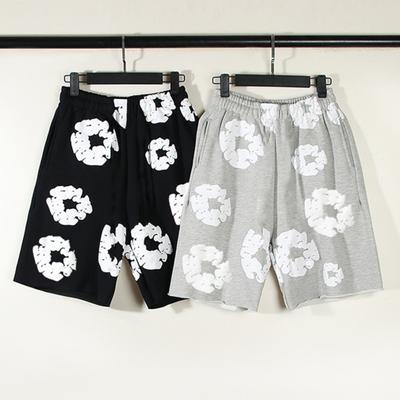 Summer Men Shorts Flower Print Drawstring Elastic Waist Loose Pockets Pleated Vacation Beach Sport Casual Homewear Short Pants