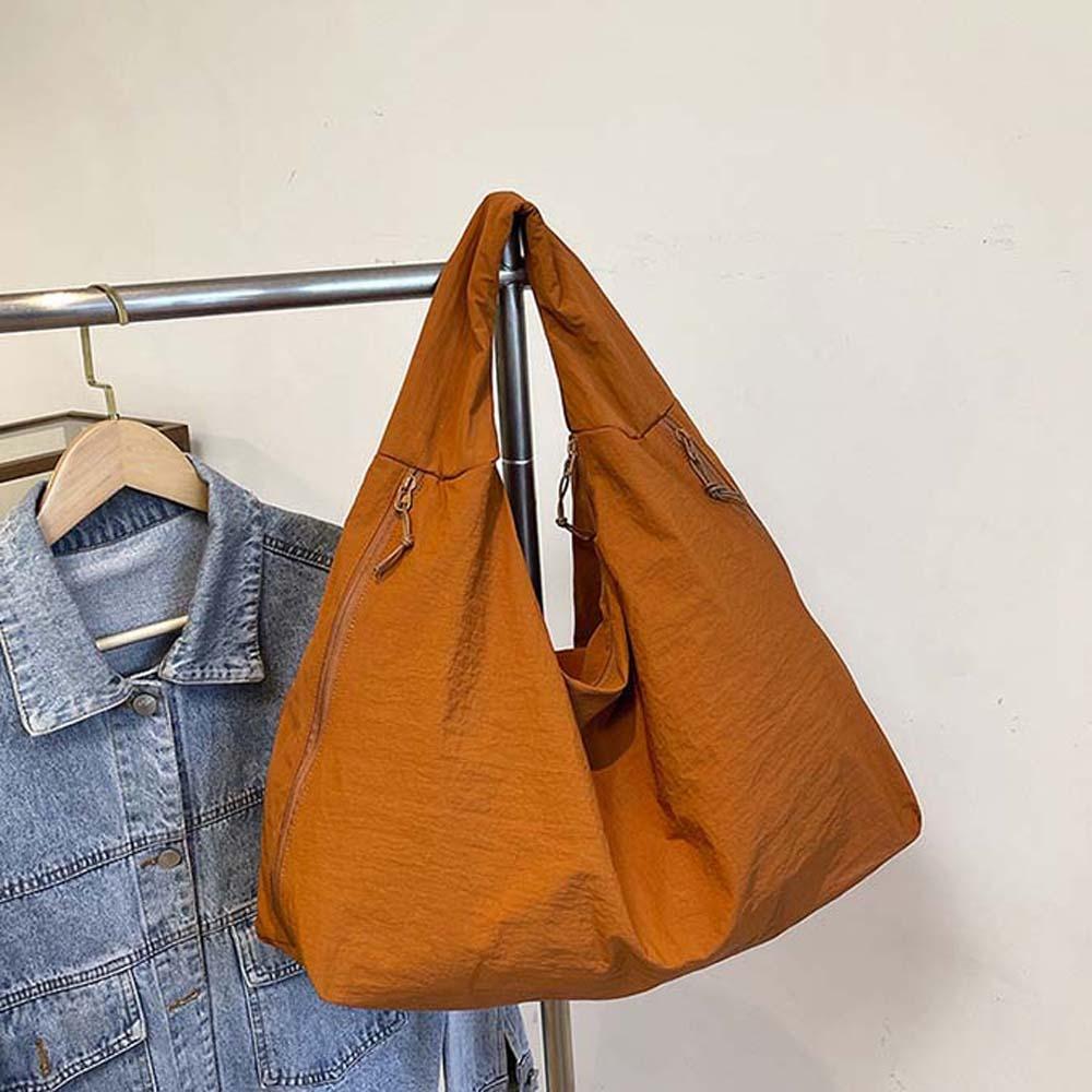 Double Zipper Design Large Capacity Tote Bag Multi-Pocket Storage Pouch Nylon Shoulder Bag  Outdoor