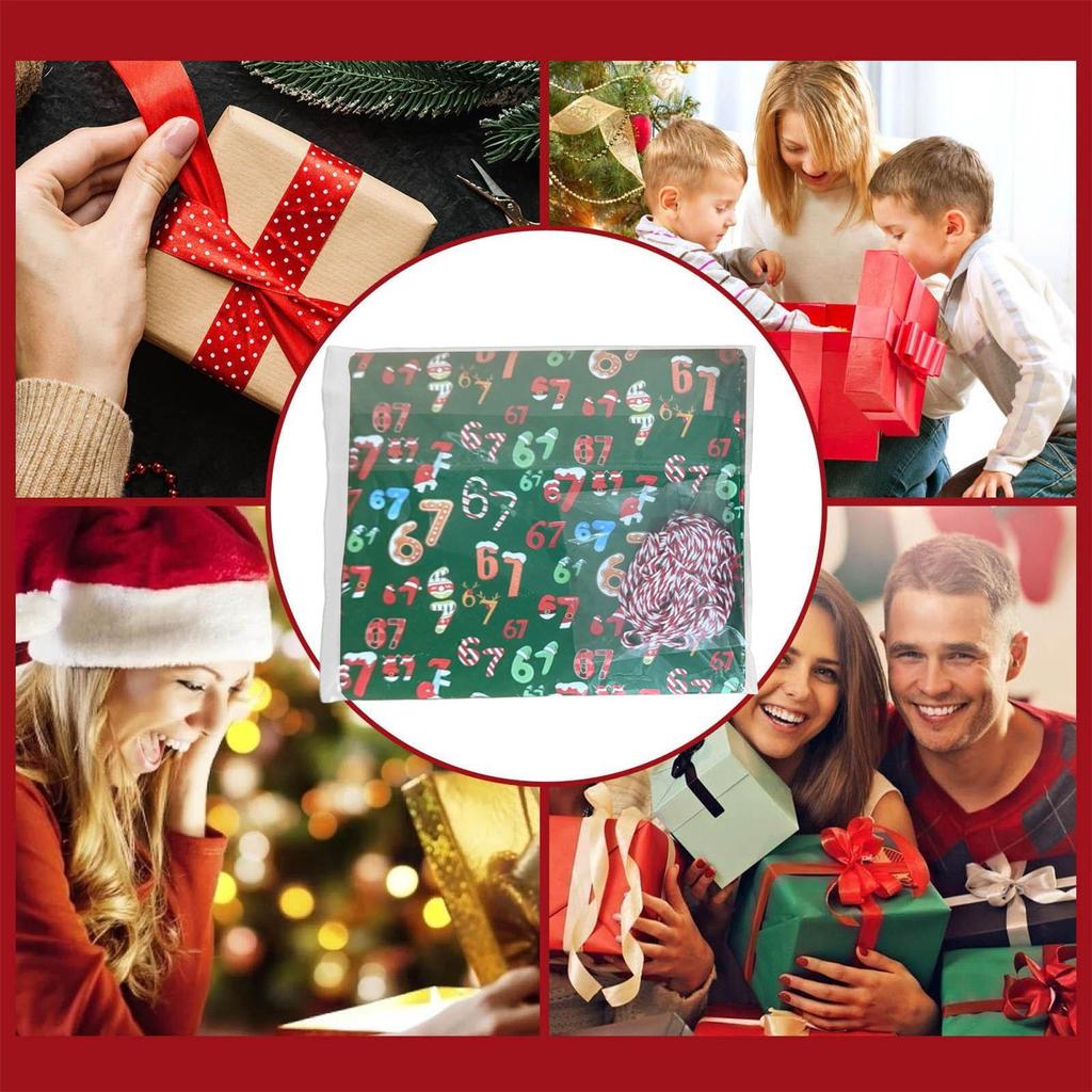 Christmas Wrapping Paper Rolls Santa Claus Craft Supplies Wide Festive Decoration Wrapping Roll for Party Kids Shower Wedding
