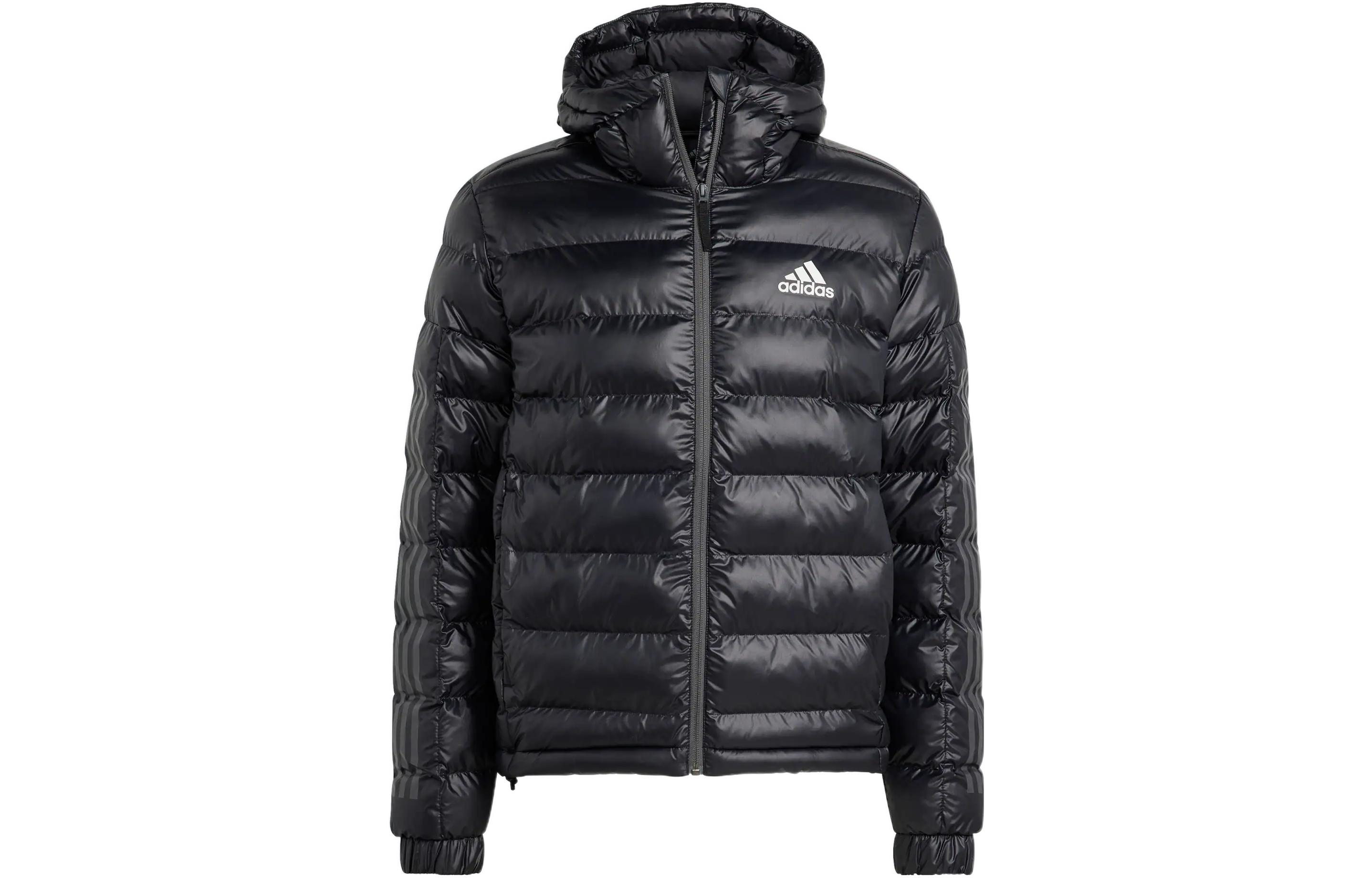 adidas Men s Logo Zip-Up Long-Sleeve Puffer Jacket Black HK6669 XS