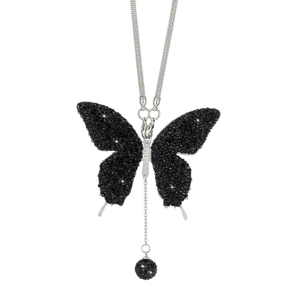 Bling Butterfly Pendant Car Rearview Mirror Hangings Charms Bag Pendant Women Girl Gift Ornaments Auto Interior Decoration