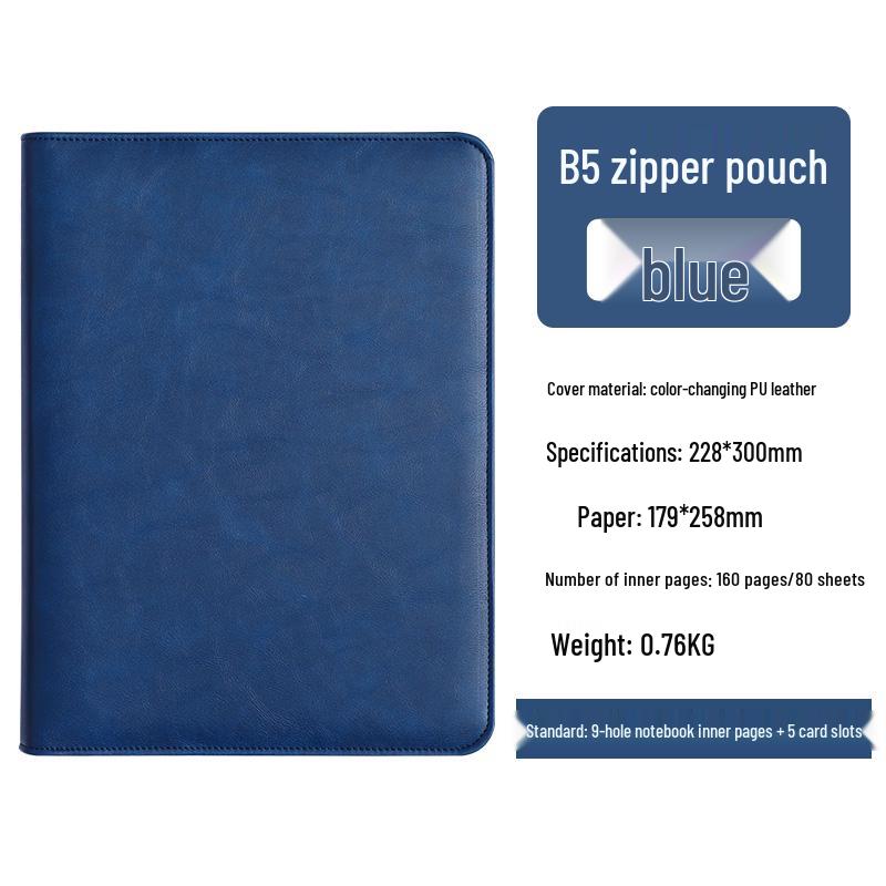 A5 Retro Leather Zipper Binder: Multifunctional Loose-leaf Notebook with Detachable A6 Section