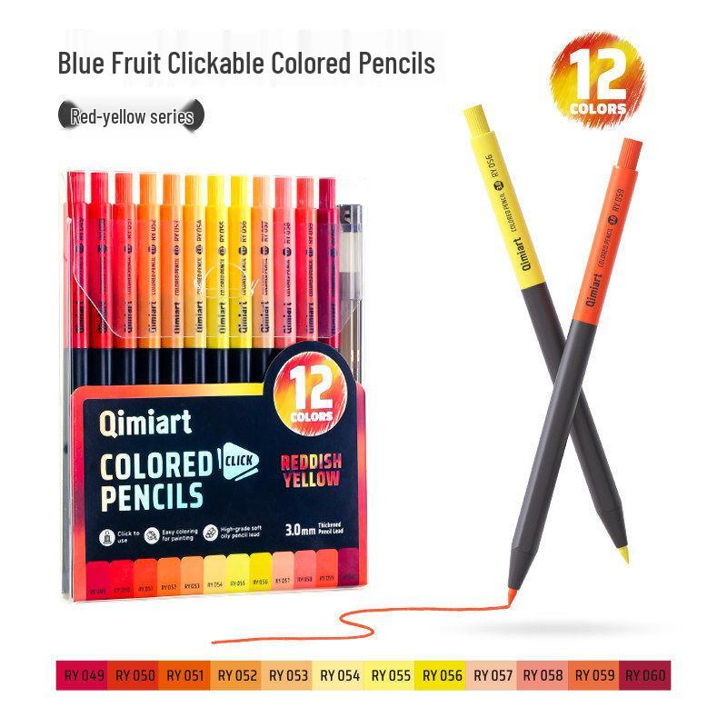 Blue Fruit 12-Color Oil-Based Mechanical Colored Pencils for Students and Professionals