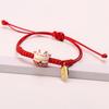 Einfaches Keramik Glückskatzen geflochtenes Armband für Damen Herren Mehrfarbig Niedliches Tier Handgestricktes Verstellbares Armband Harajuku Schmuck