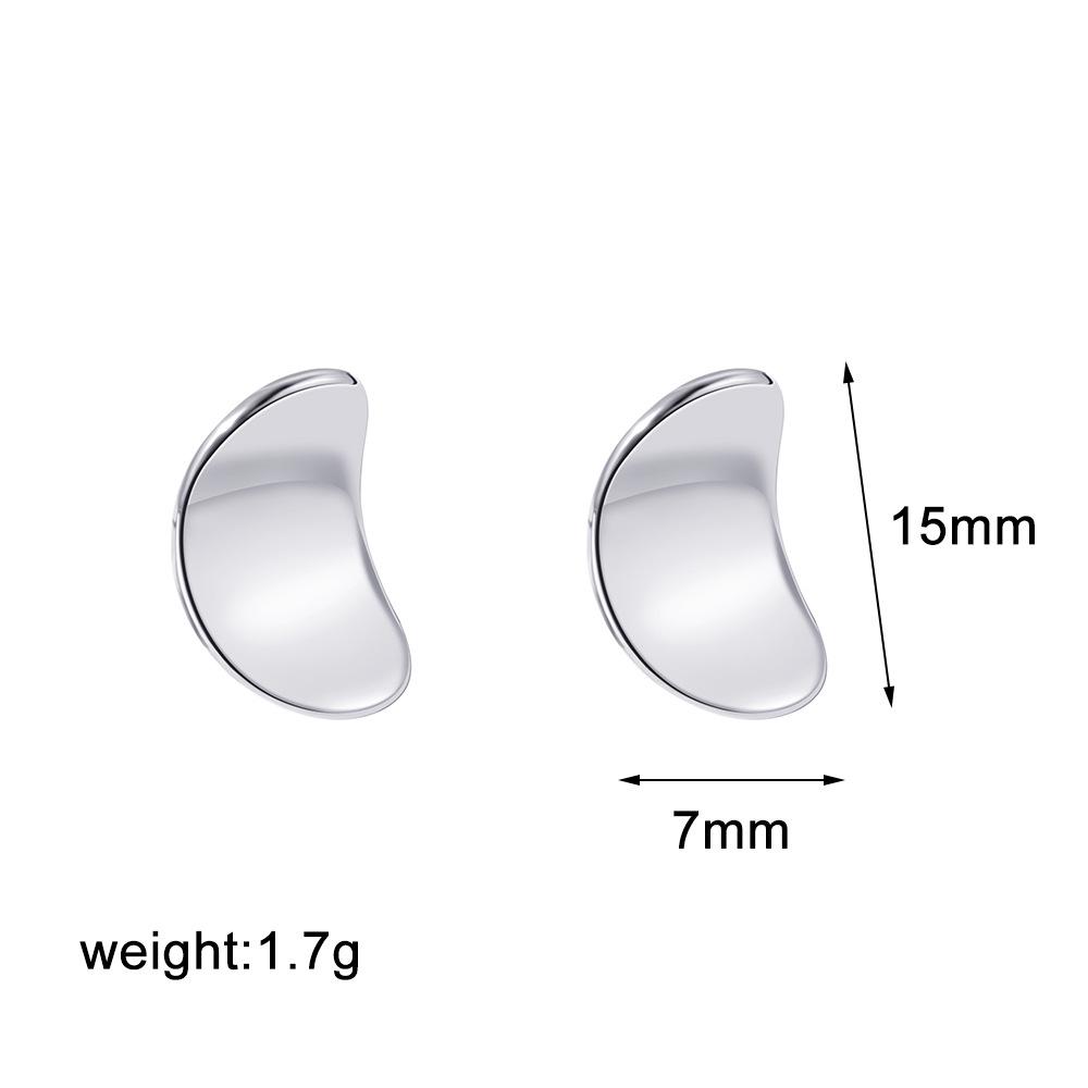 18K Gold Lentil Stud Earrings Glossy Simple Versatile Premium Geometric Warped Edge Earrings Earrings