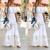 Temperament Slim Dress Summer New Style European and American Fashion off-Shoulder Stitching Lace Dress